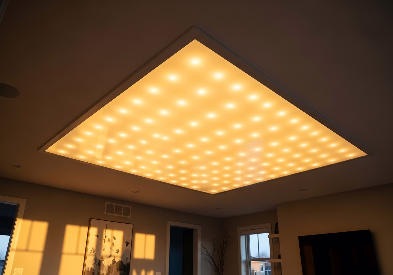 Translucent Backlit Panel Stretch Ceiling — finished result in a Toronto or GTA home by RenoHouse