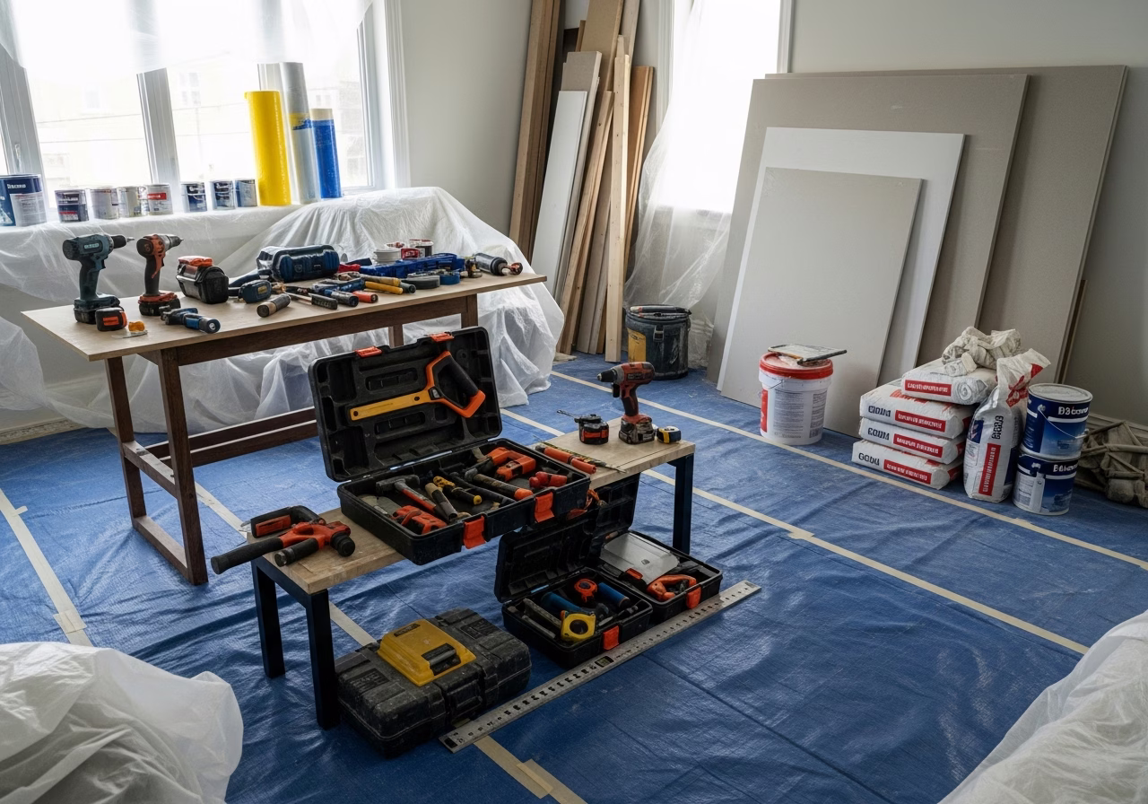 Underpinning Permit โ tools and materials staged in a Greater Toronto Area home