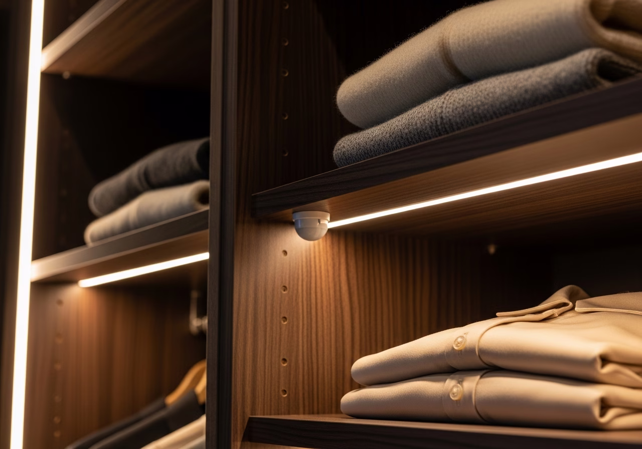 Walk-in Closet Lighting β close-up of professional workmanship in a Toronto-area home