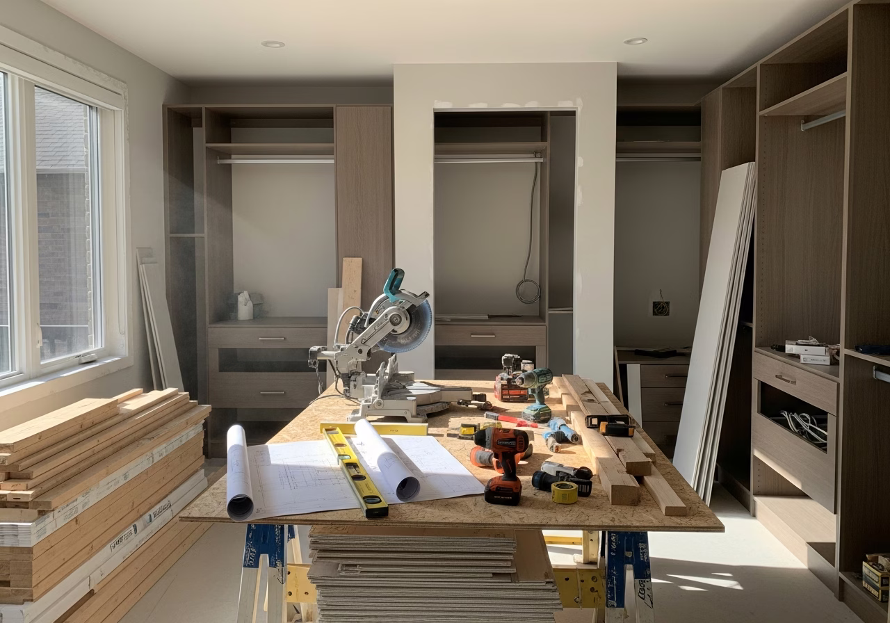 Walk-in Closet ROI โ tools and materials staged in a Greater Toronto Area home