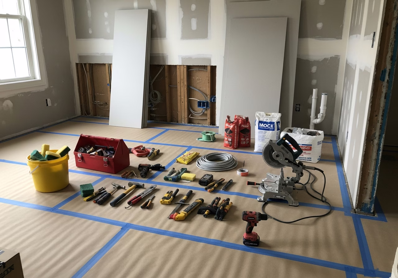 Walk-in Closet Custom Build β tools and materials staged in a Greater Toronto Area home
