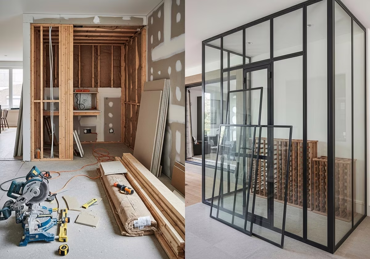 Walk-In vs Glass-Enclosed Wine Cellar — tools and materials staged in a Greater Toronto Area home