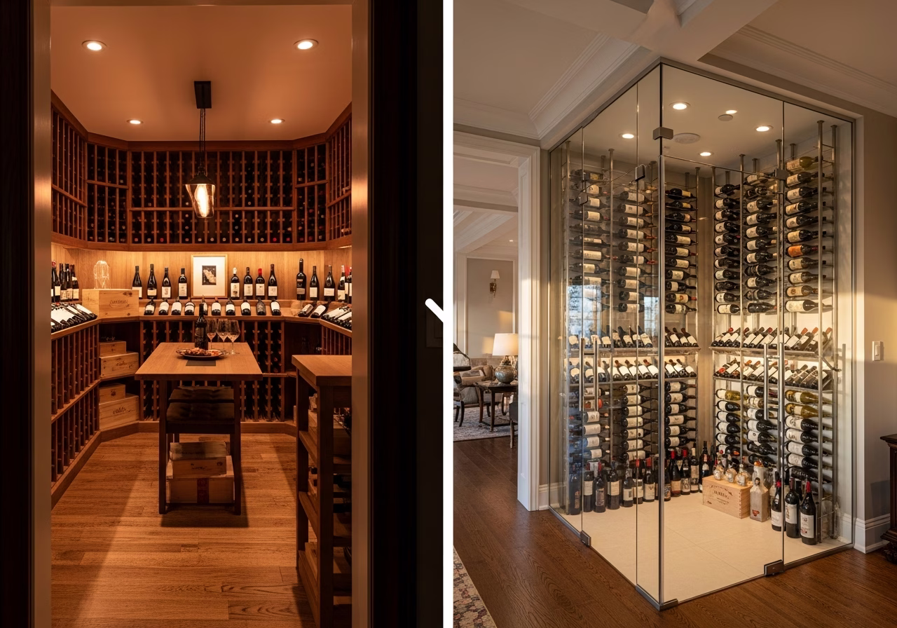 Walk-In vs Glass-Enclosed Wine Cellar — finished result in a Toronto or GTA home by RenoHouse
