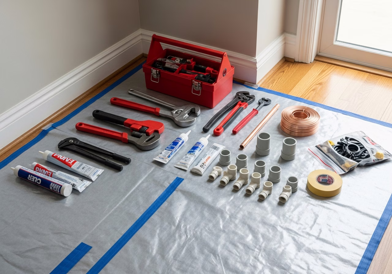 Water Heater Repair vs Replacement — tools and materials staged in a Greater Toronto Area home
