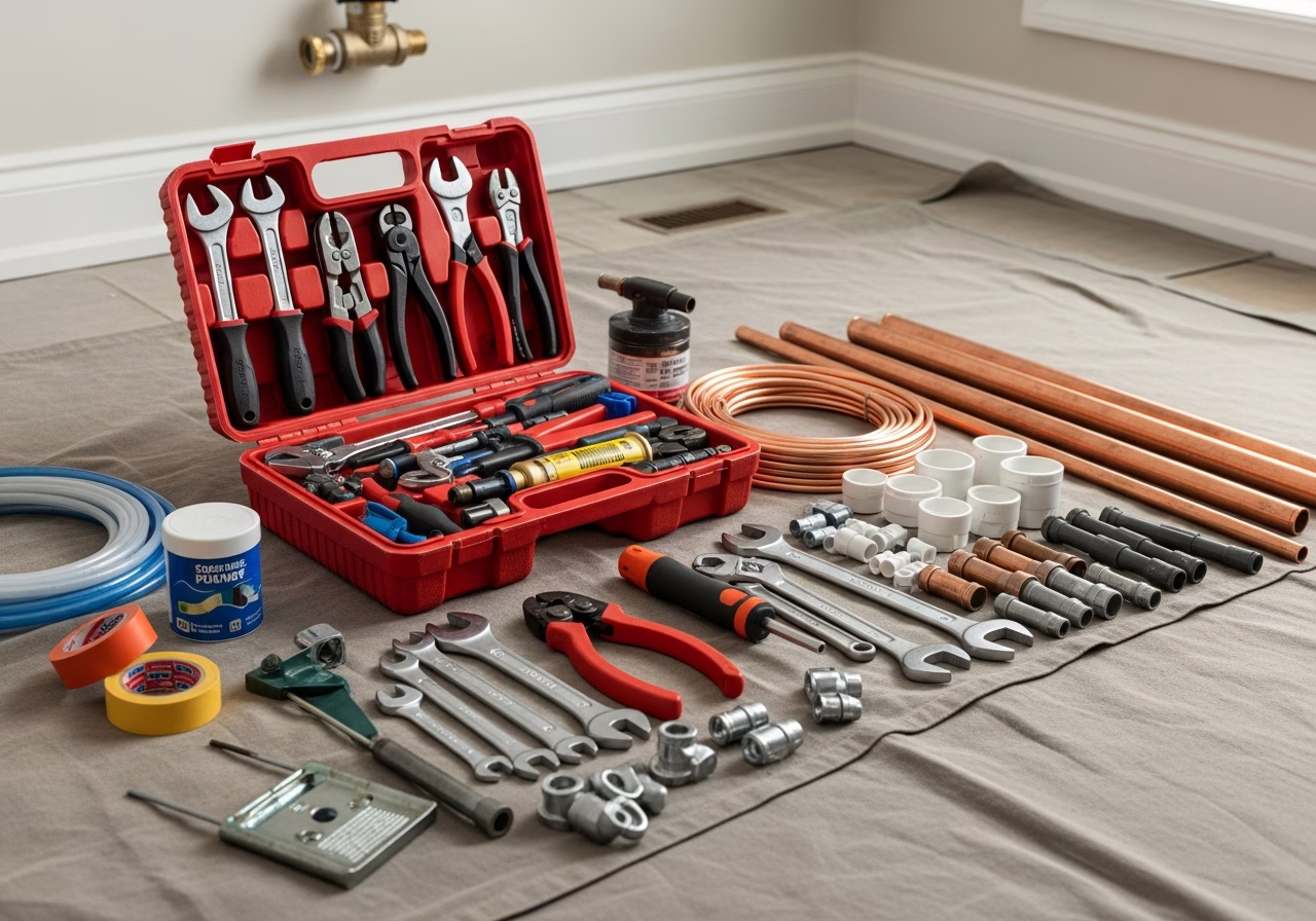 Weeping Tile — tools and materials staged in a Greater Toronto Area home