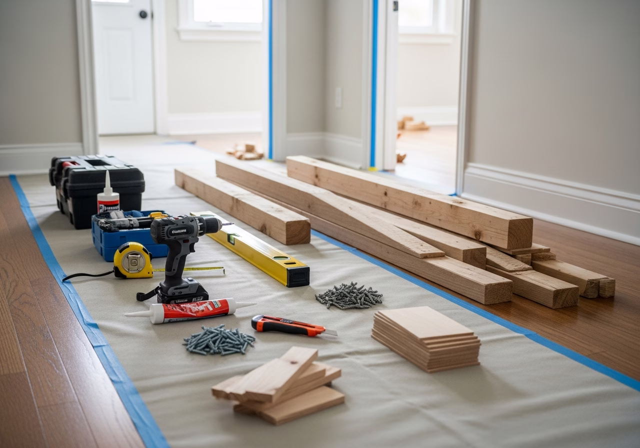 Wheelchair Ramp Installation โ tools and materials staged in a Greater Toronto Area home