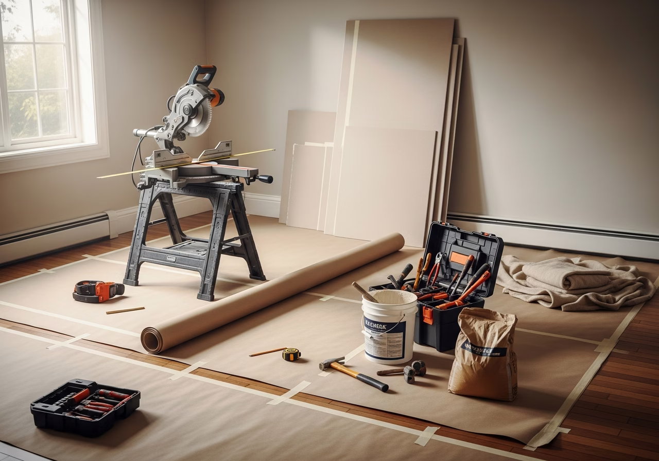 Window Film Installation โ tools and materials staged in a Greater Toronto Area home