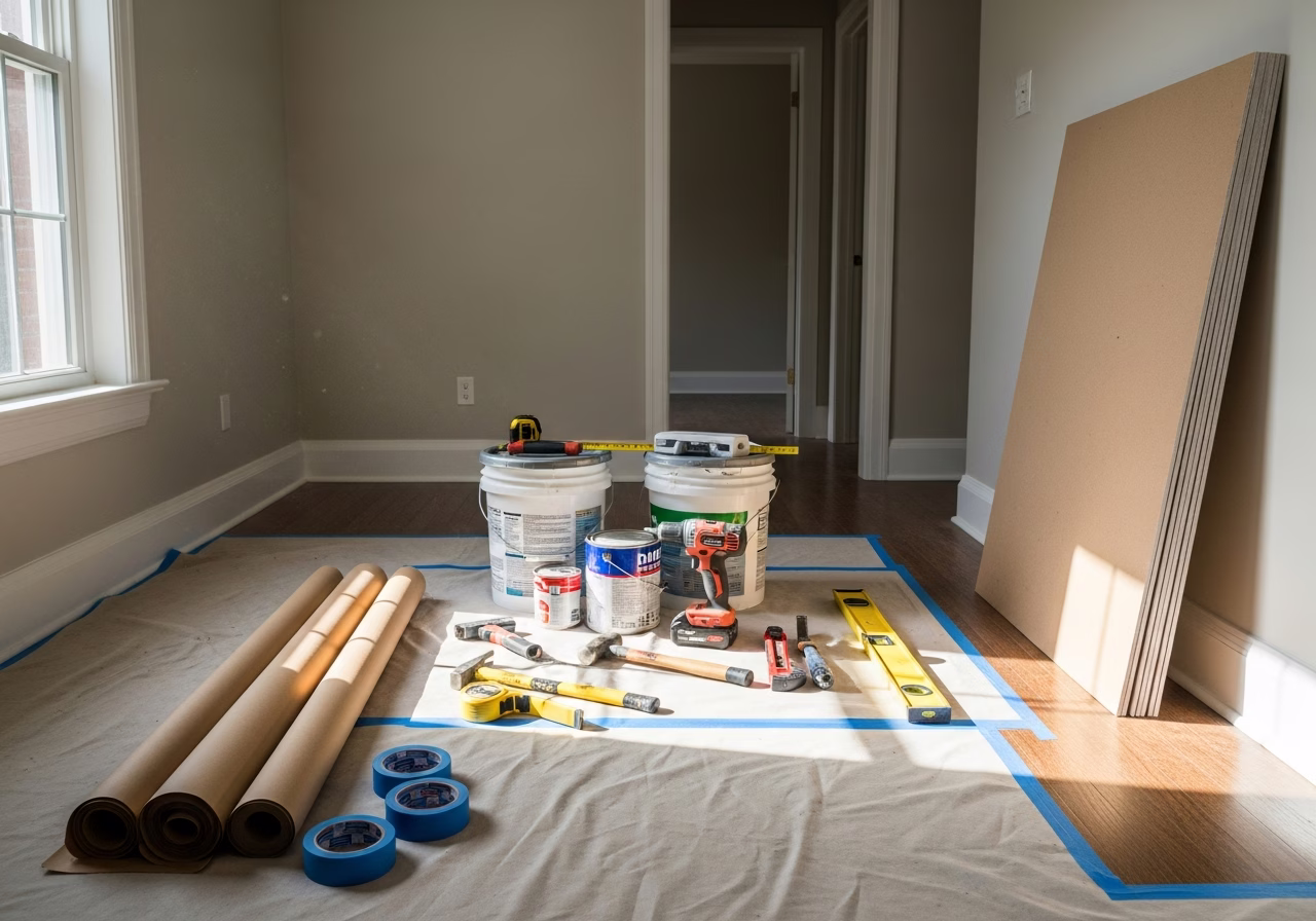 Window Installation — tools and materials staged in a Greater Toronto Area home