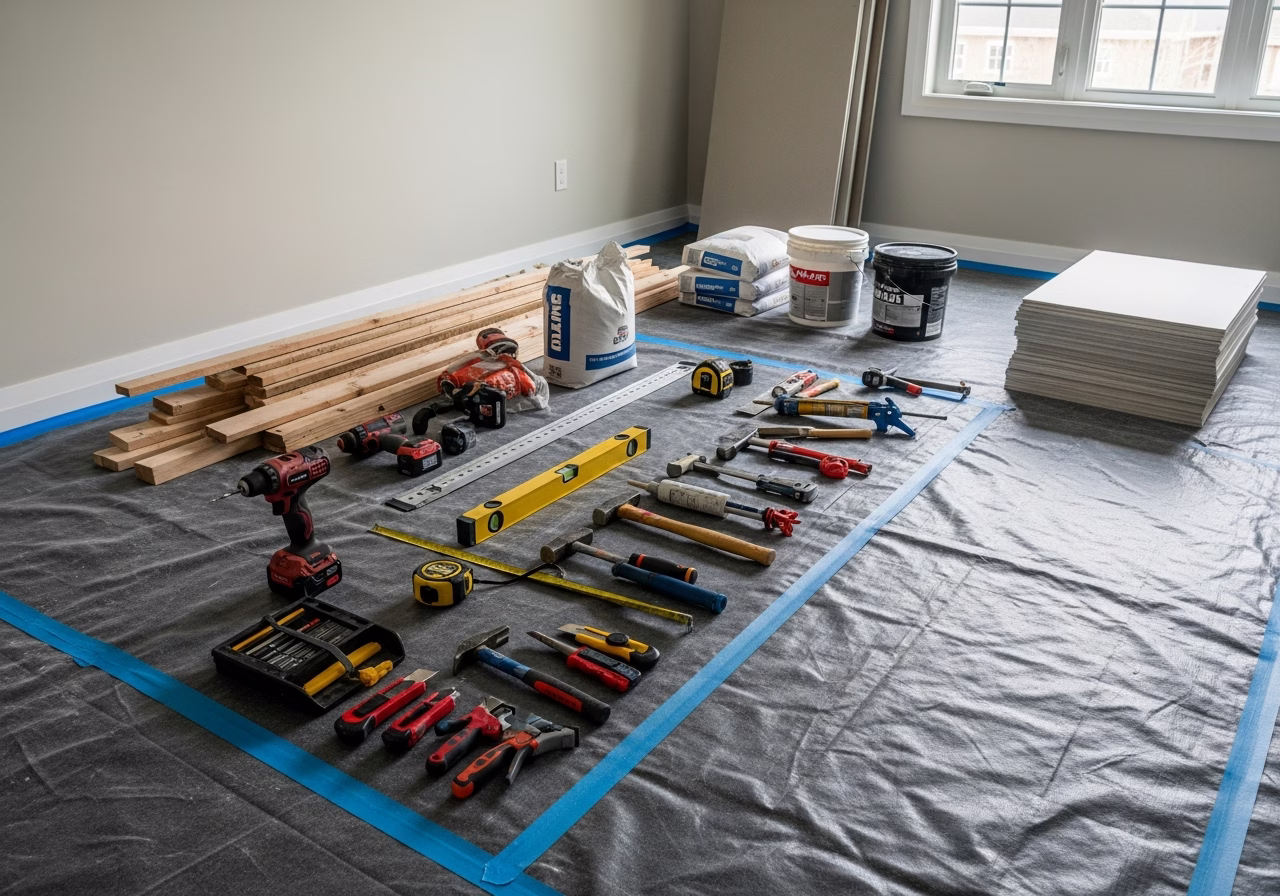 Window Tinting and Solar Film — tools and materials staged in a Greater Toronto Area home