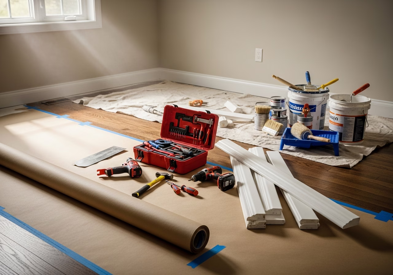 Window Well Drainage โ tools and materials staged in a Greater Toronto Area home