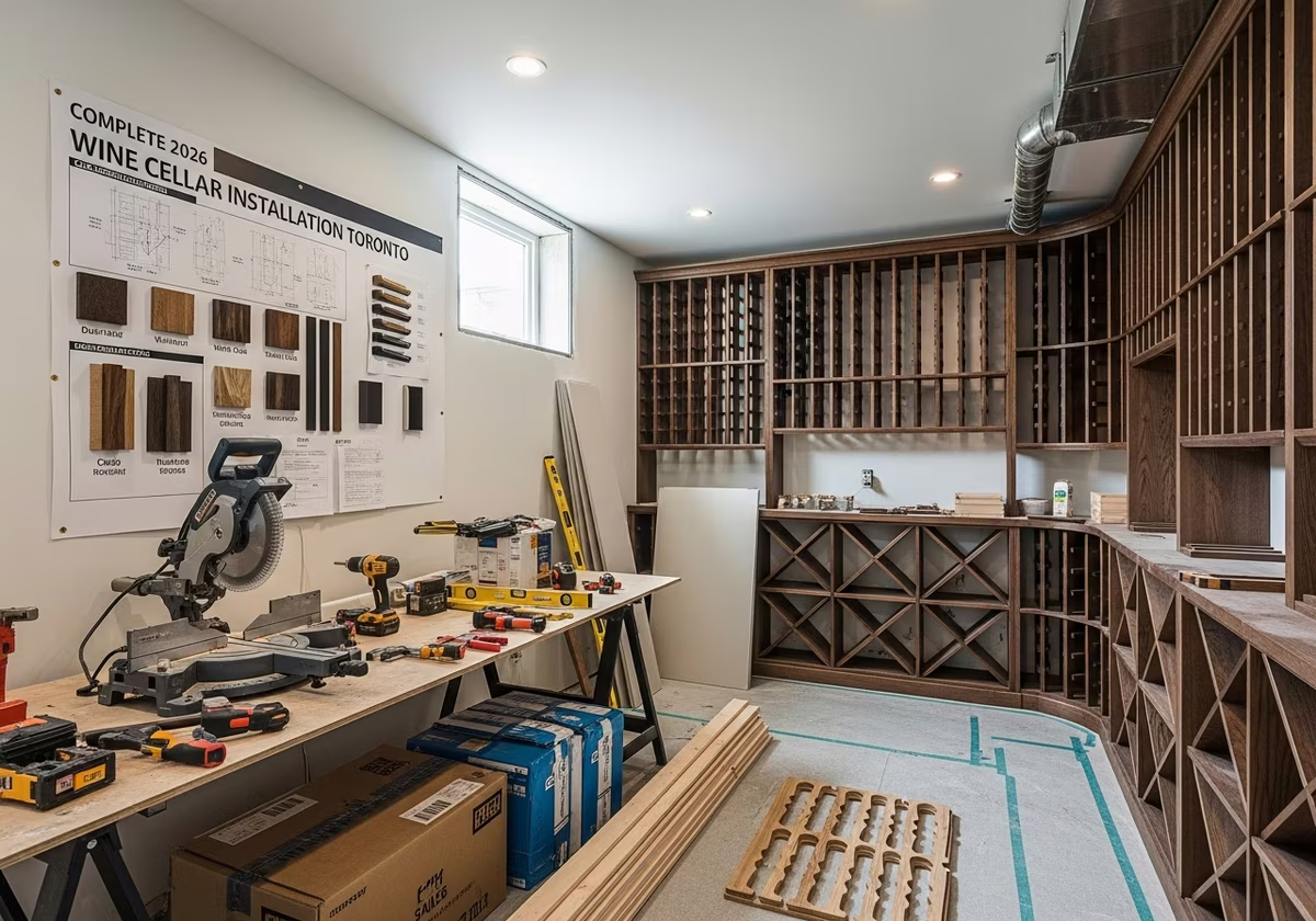 Wine Cellar Installation โ tools and materials staged in a Greater Toronto Area home