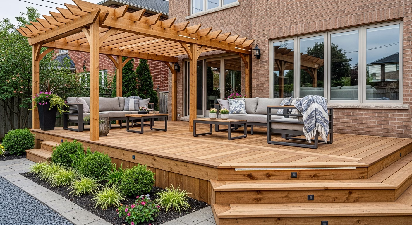 Cedar Deck + Pergola Combo