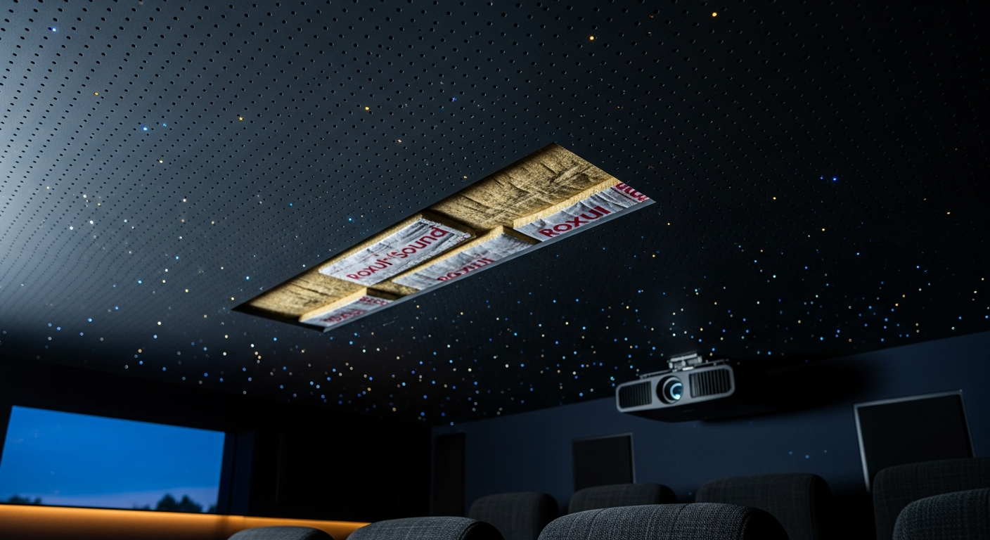 Recent Ajax-area acoustic stretch ceiling project — professional finish detail