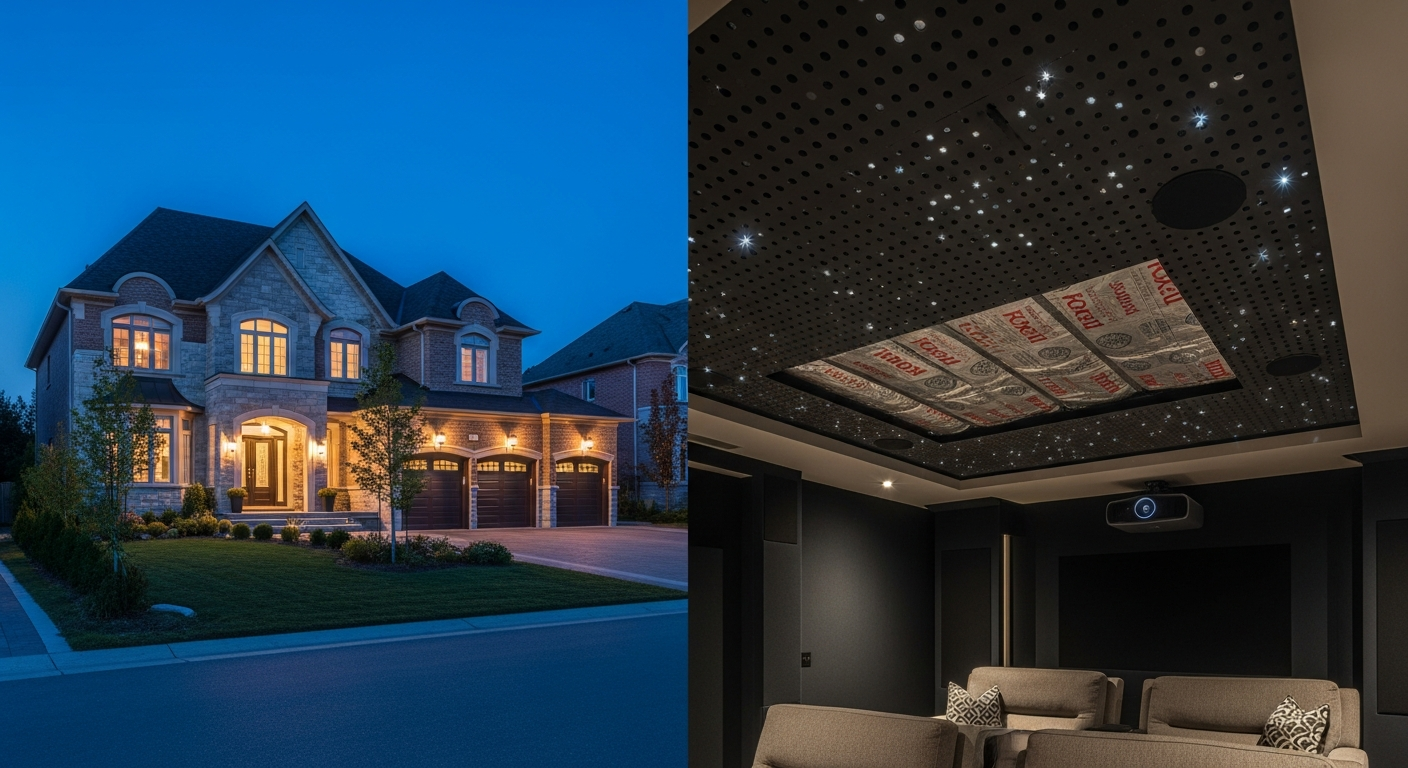 Final result of a acoustic stretch ceiling project at a Aurora residence