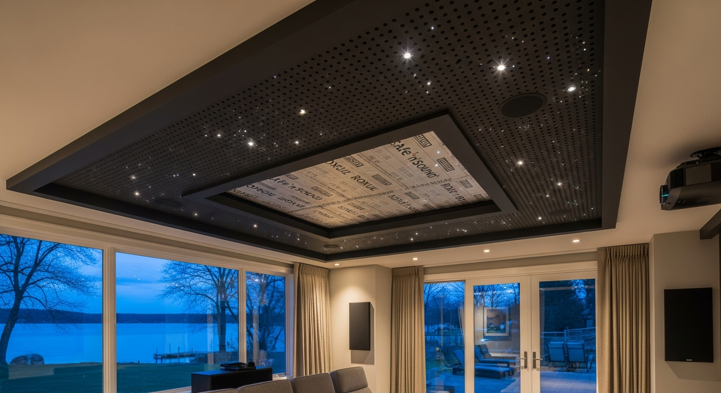 Georgina acoustic stretch ceiling portfolio sample — finished by licensed RenoHouse crew