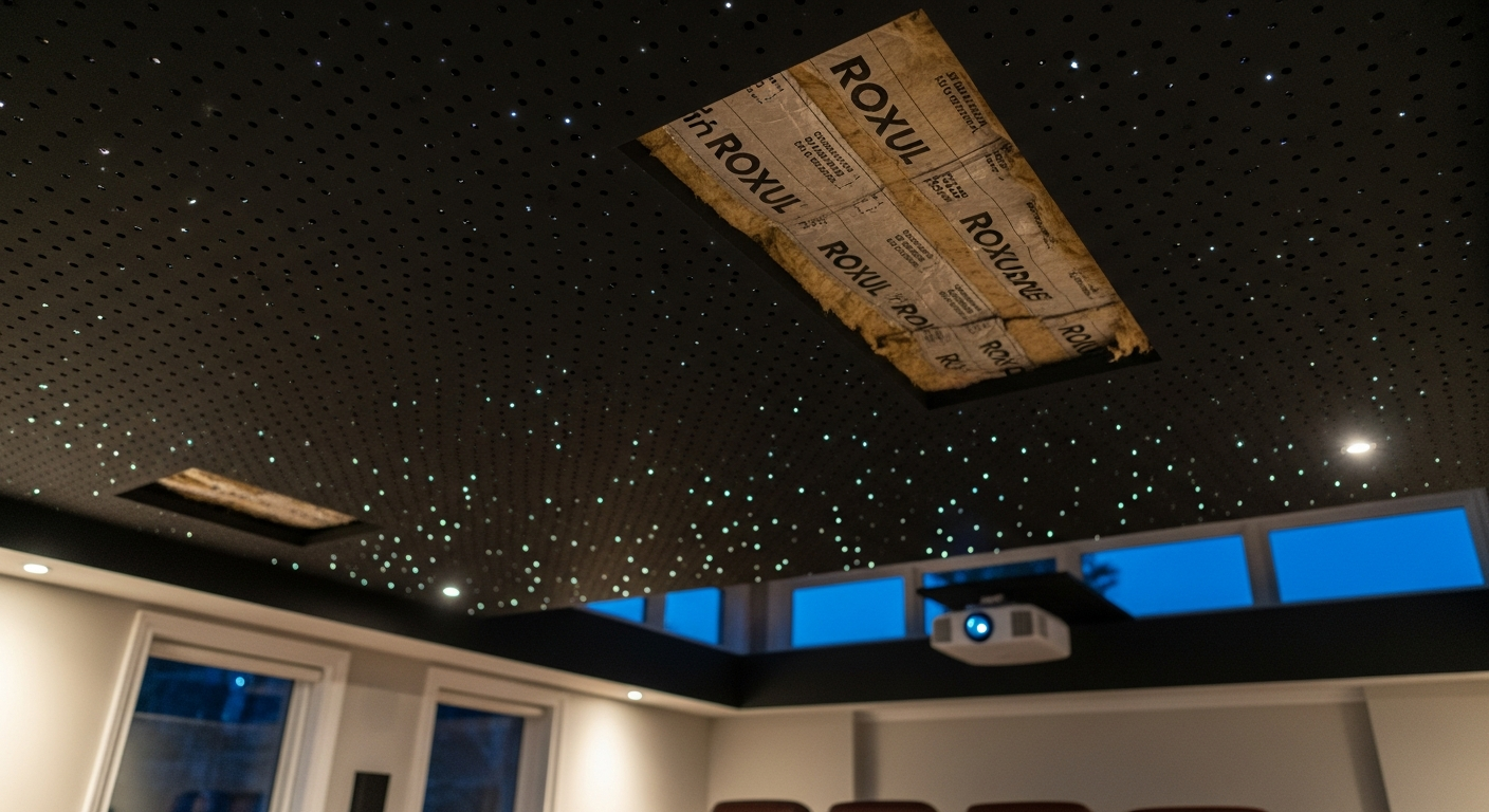 On-site acoustic stretch ceiling install detail at a Mississauga property