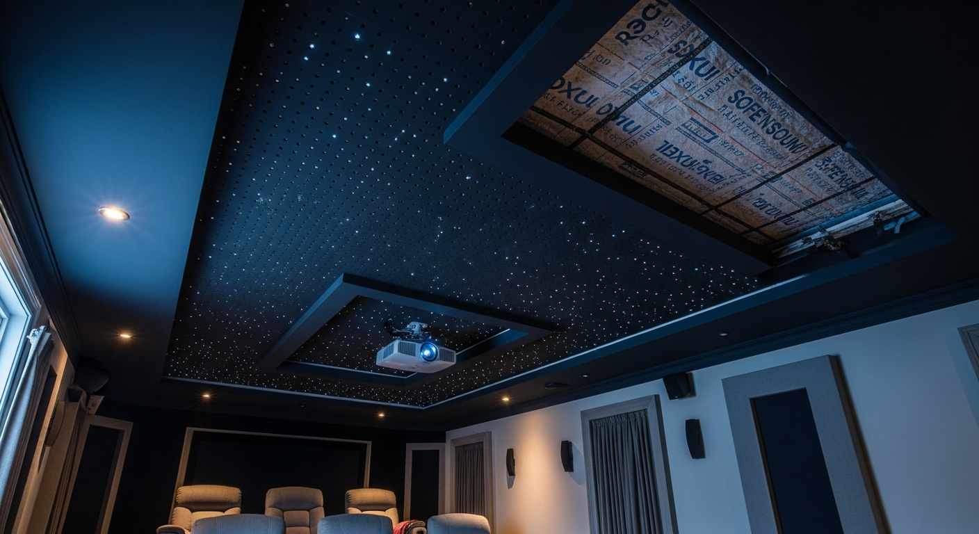 Professional acoustic stretch ceiling project completed by RenoHouse in Newmarket — quality workmanship guaranteed