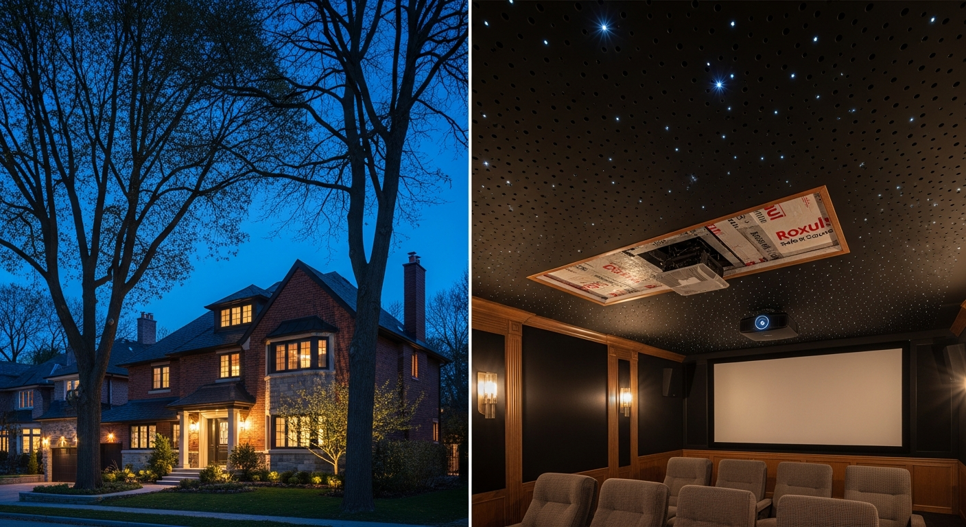 Professional acoustic stretch ceiling project completed by RenoHouse in North York — quality workmanship guaranteed