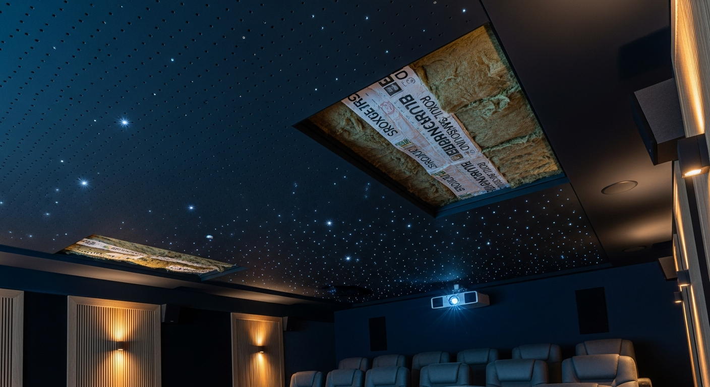 Close-up of professional acoustic stretch ceiling work delivered in Richmond Hill
