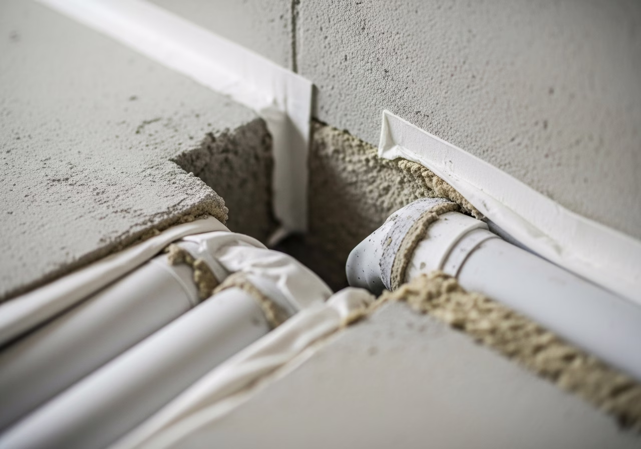 Close-up detail of finished asbestos abatement removal