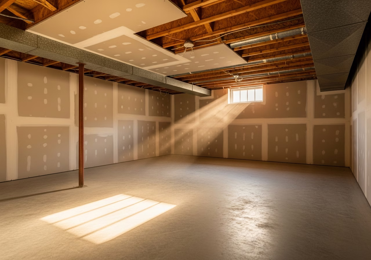 Completed asbestos abatement removal in Toronto basement abatement