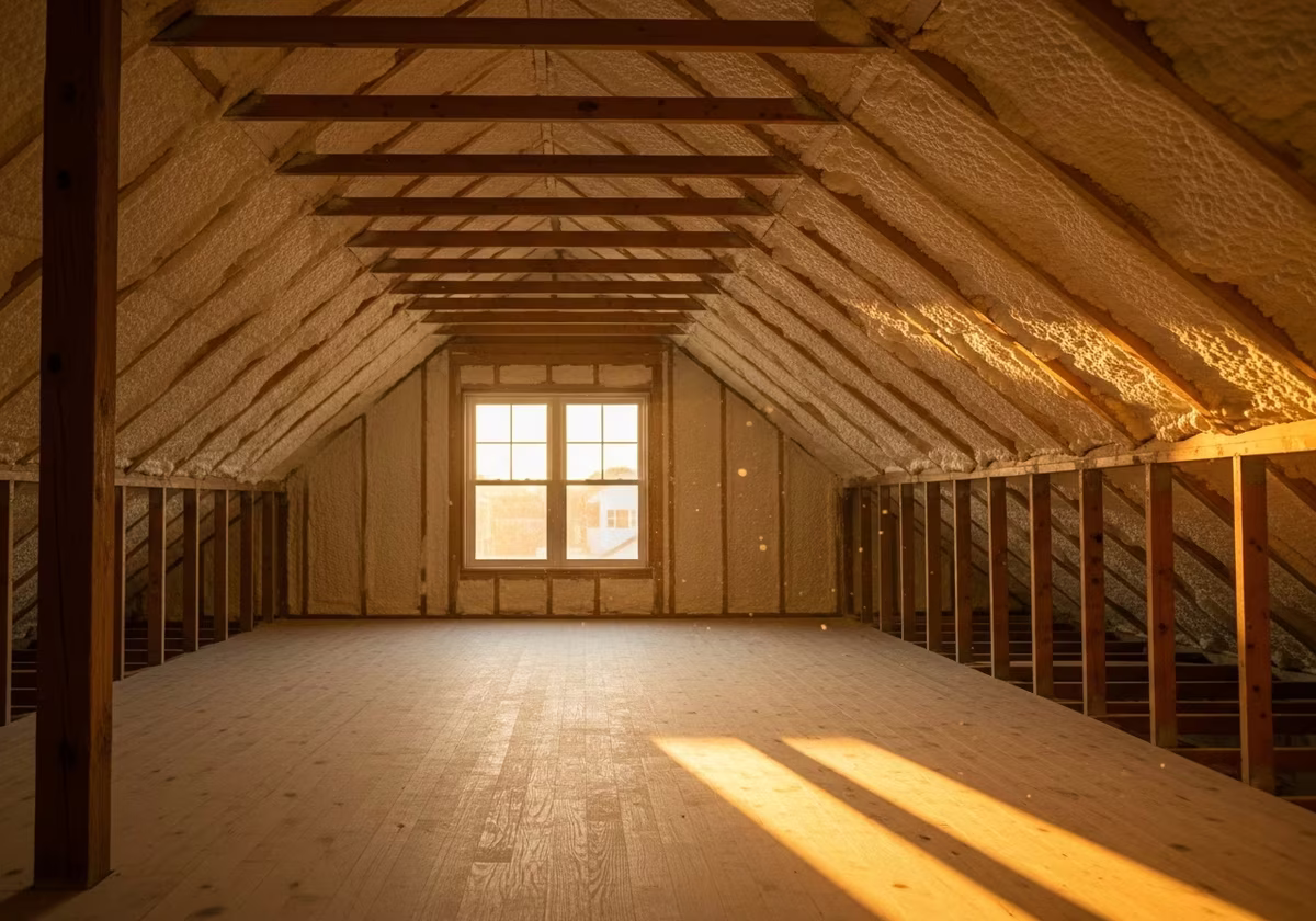 Completed attic air sealing in Toronto attic with foam home - finished result