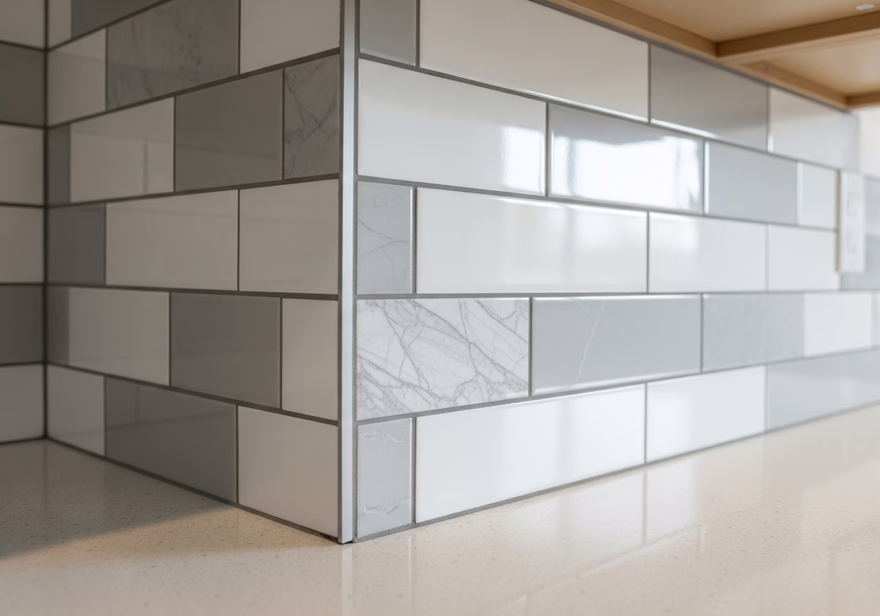 Finished detail close-up for backsplash tile installation in Toronto