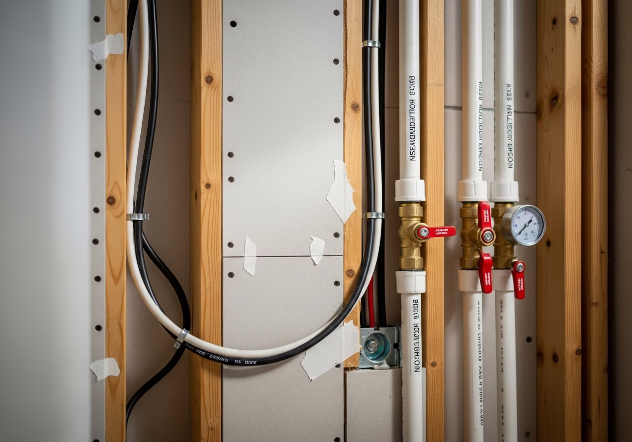 Close-up detail of professionally completed basement apartment permit prep showing craftsmanship and finish quality