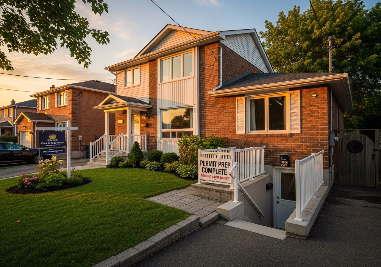 Finished basement apartment permit prep result in a Toronto/GTA home, photographed in natural light