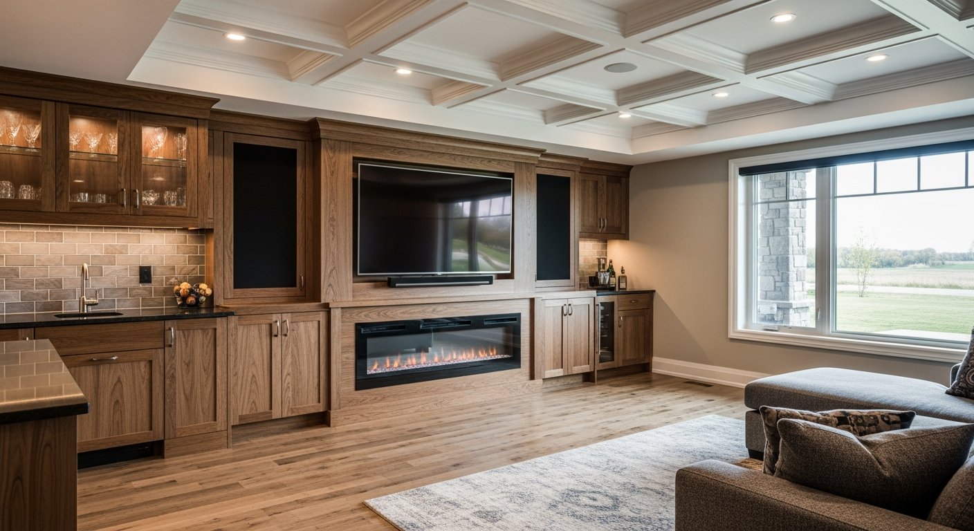 Detail view of a basement renovation & finishing job finished in Brock — expert craftsmanship