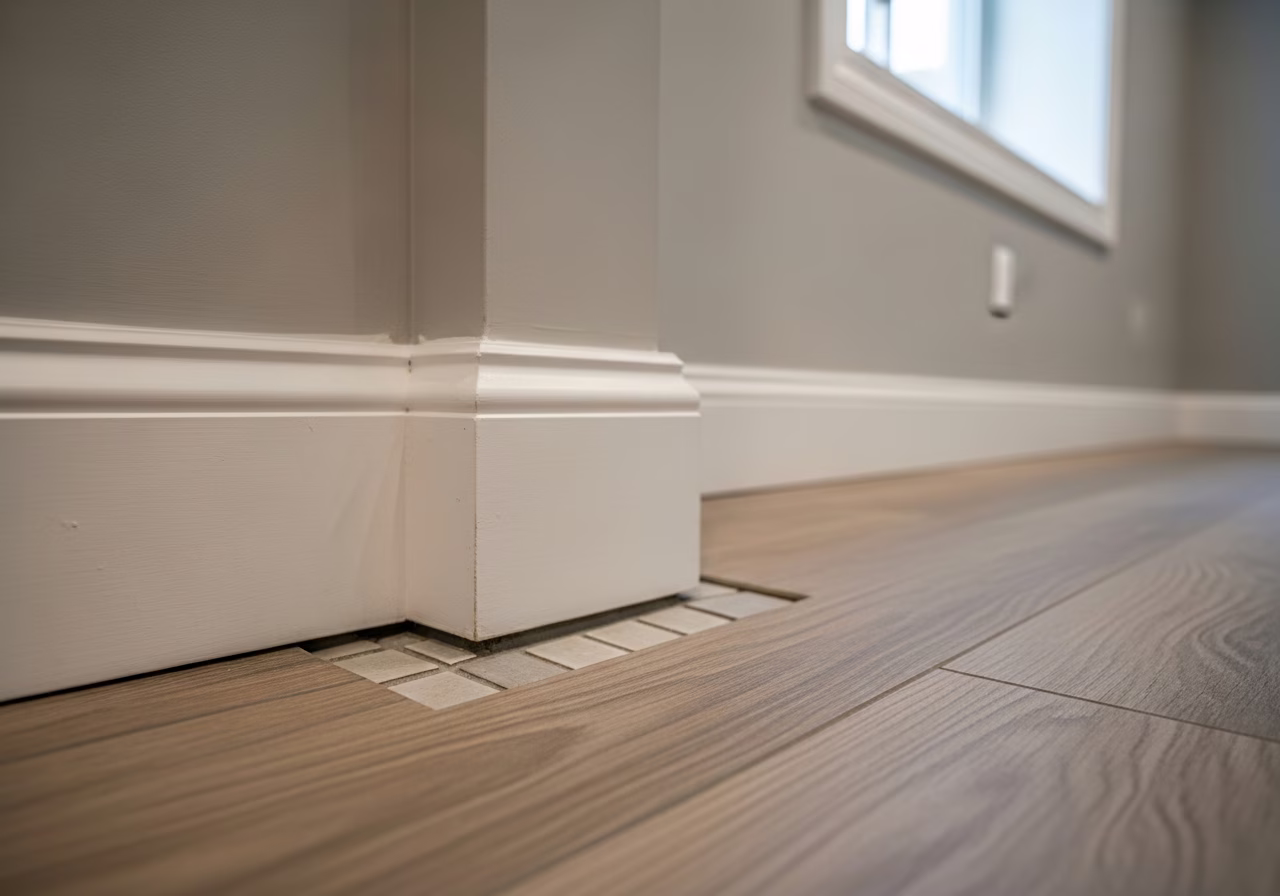 Finished detail close-up for basement apartment renovation in Toronto