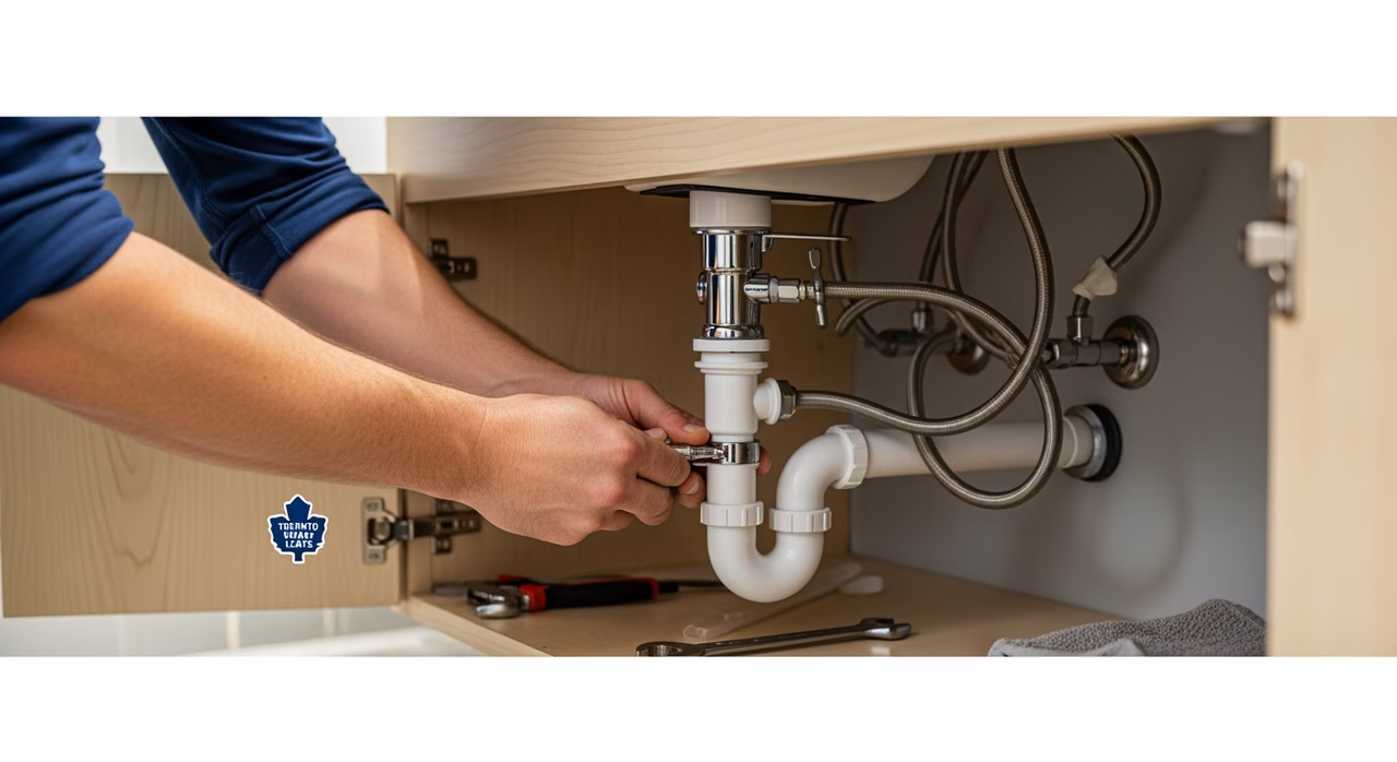 Cabinet installer mounting 60-inch double vanity with 306A plumber rough-in in Vaughan primary bathroom