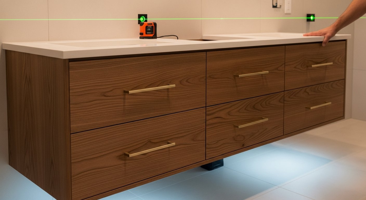 Recent Burlington-area bathroom cabinet & vanity installation project โ professional finish detail