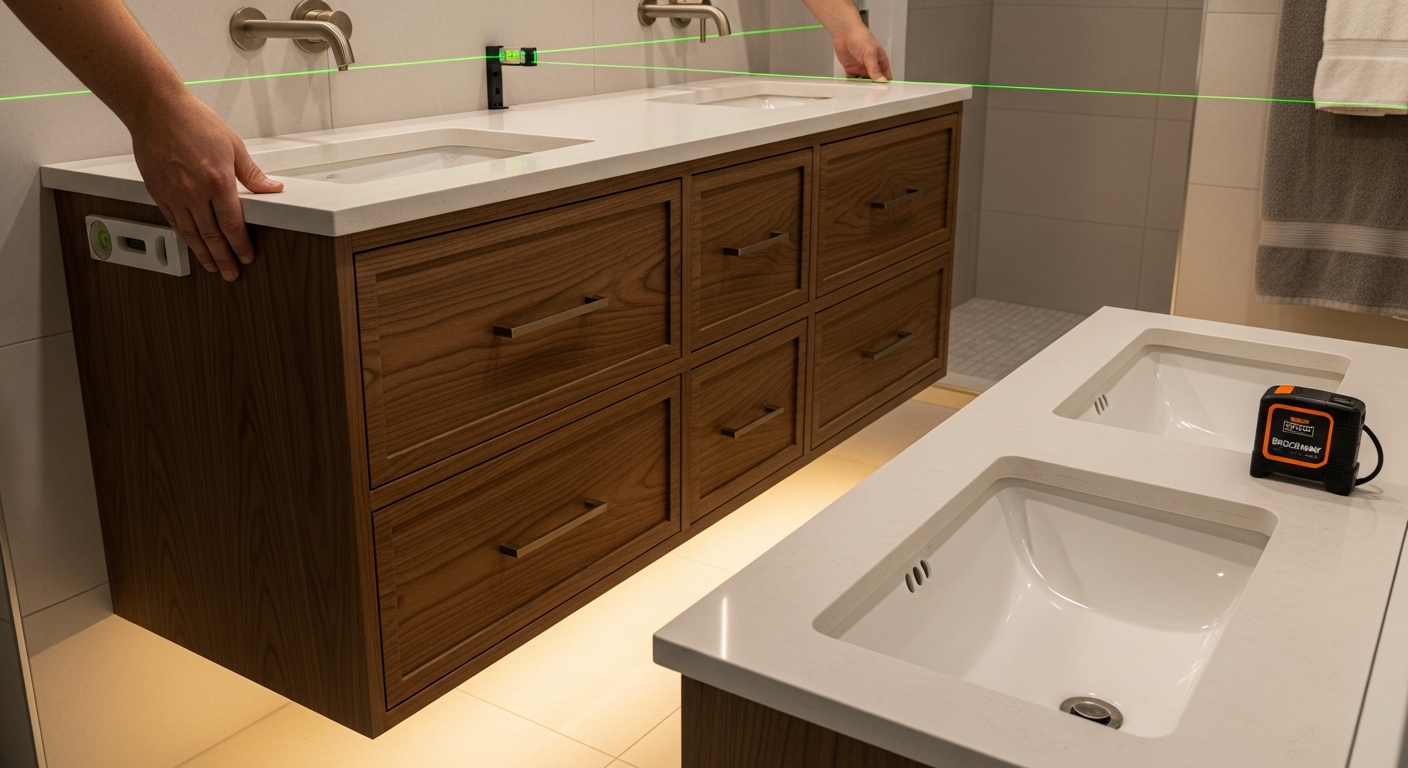 Recent Pickering-area bathroom cabinet & vanity installation project — professional finish detail
