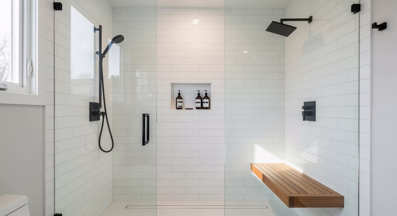 Bathroom Renovation in Toronto — RenoHouse 306A plumber + 309A (ECRA/ESA) electrician on a GTA bathroom job site — completed renovation