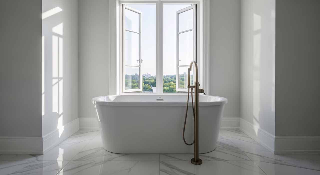Bathtub type comparison grid showing alcove, drop-in, freestanding, and walk-in options