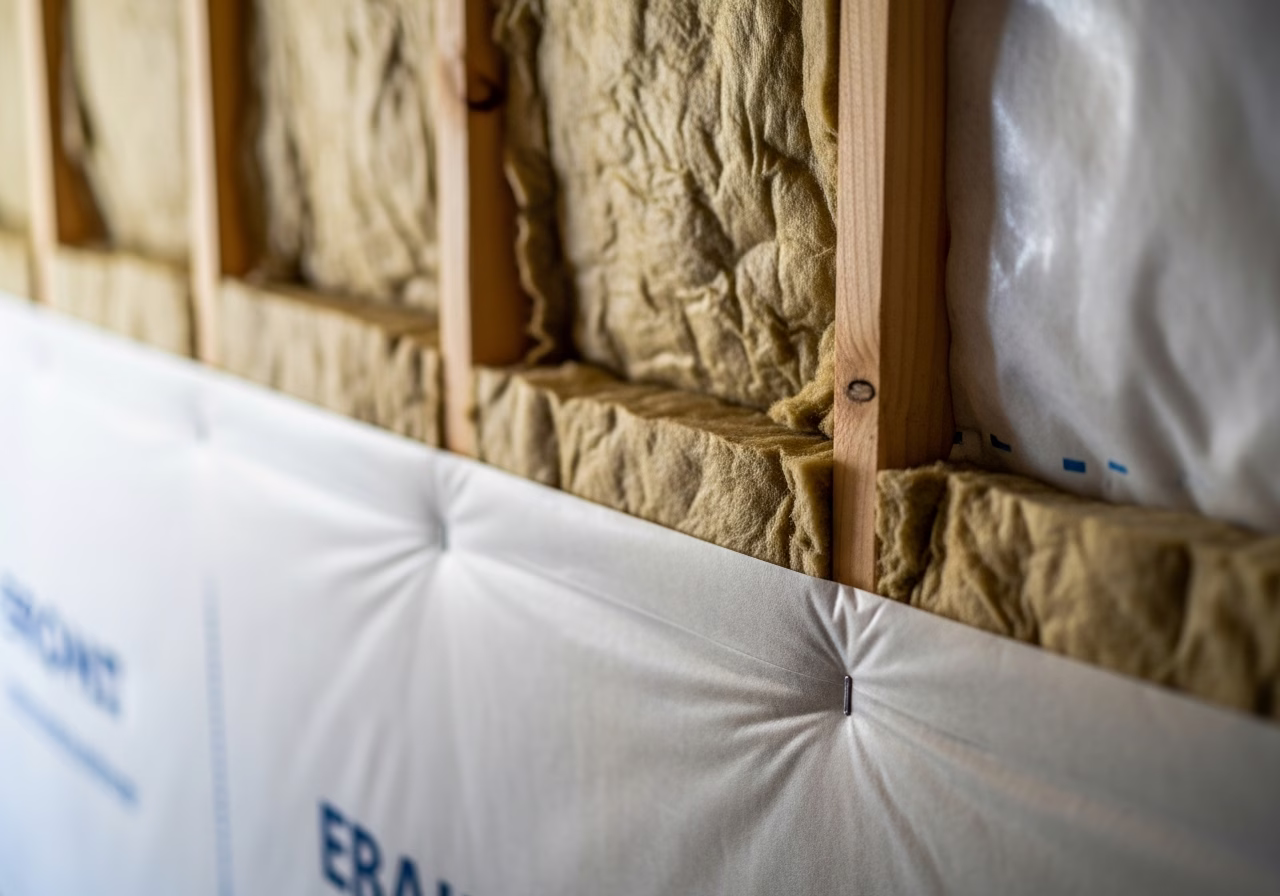 Close-up detail of professionally completed Garage Insulation