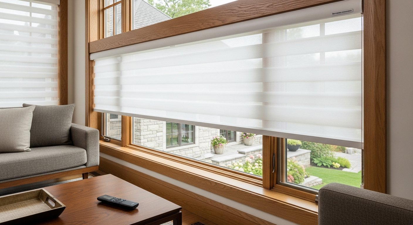 Detail view of a curtain & blind installation job finished in Oakville โ expert craftsmanship