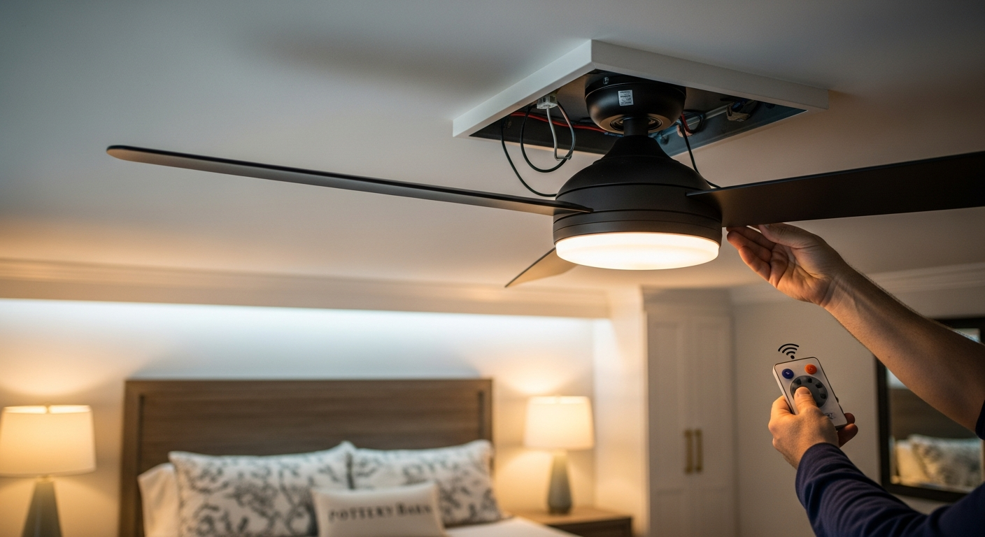 Ceiling Fan Installation portfolio close-up from a Ajax renovation by RenoHouse