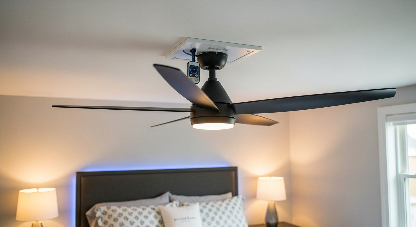 Completed ceiling fan installation work showcasing finishing details in Aurora