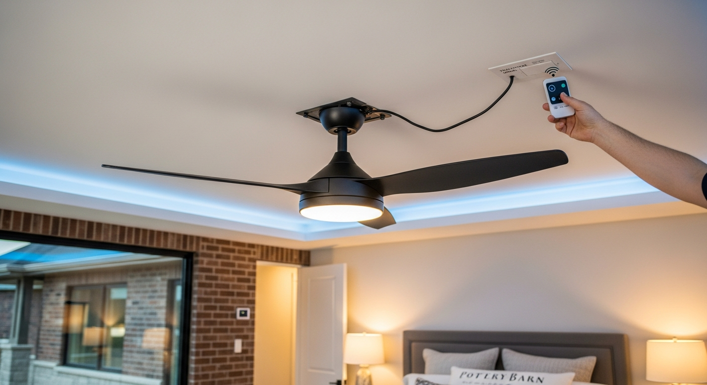 Ceiling Fan Installation portfolio close-up from a East Gwillimbury renovation by RenoHouse