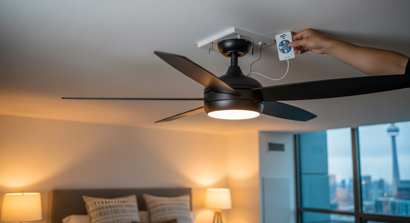 Recently completed ceiling fan installation renovation in a Toronto home
