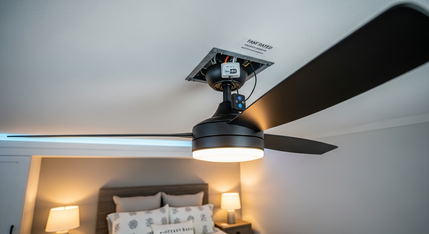 Ceiling Fan Installation portfolio close-up from a Uxbridge renovation by RenoHouse