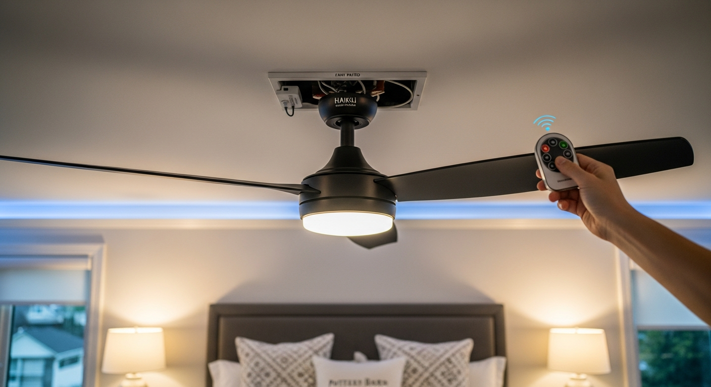 Close-up of professional ceiling fan installation work delivered in Vaughan