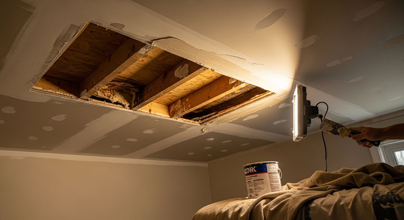 Editorial detail of a Ajax ceiling repair install — visible quality finish