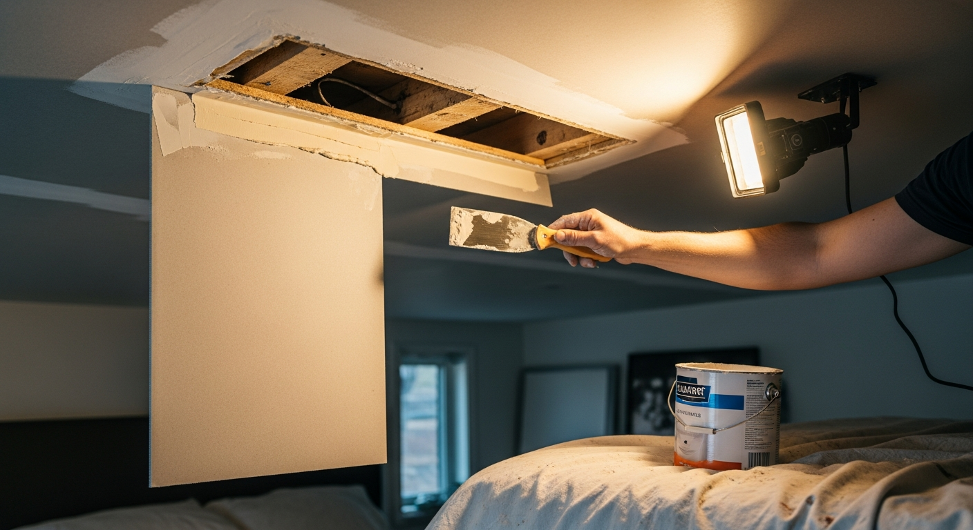 Final result of a ceiling repair project at a Brampton residence
