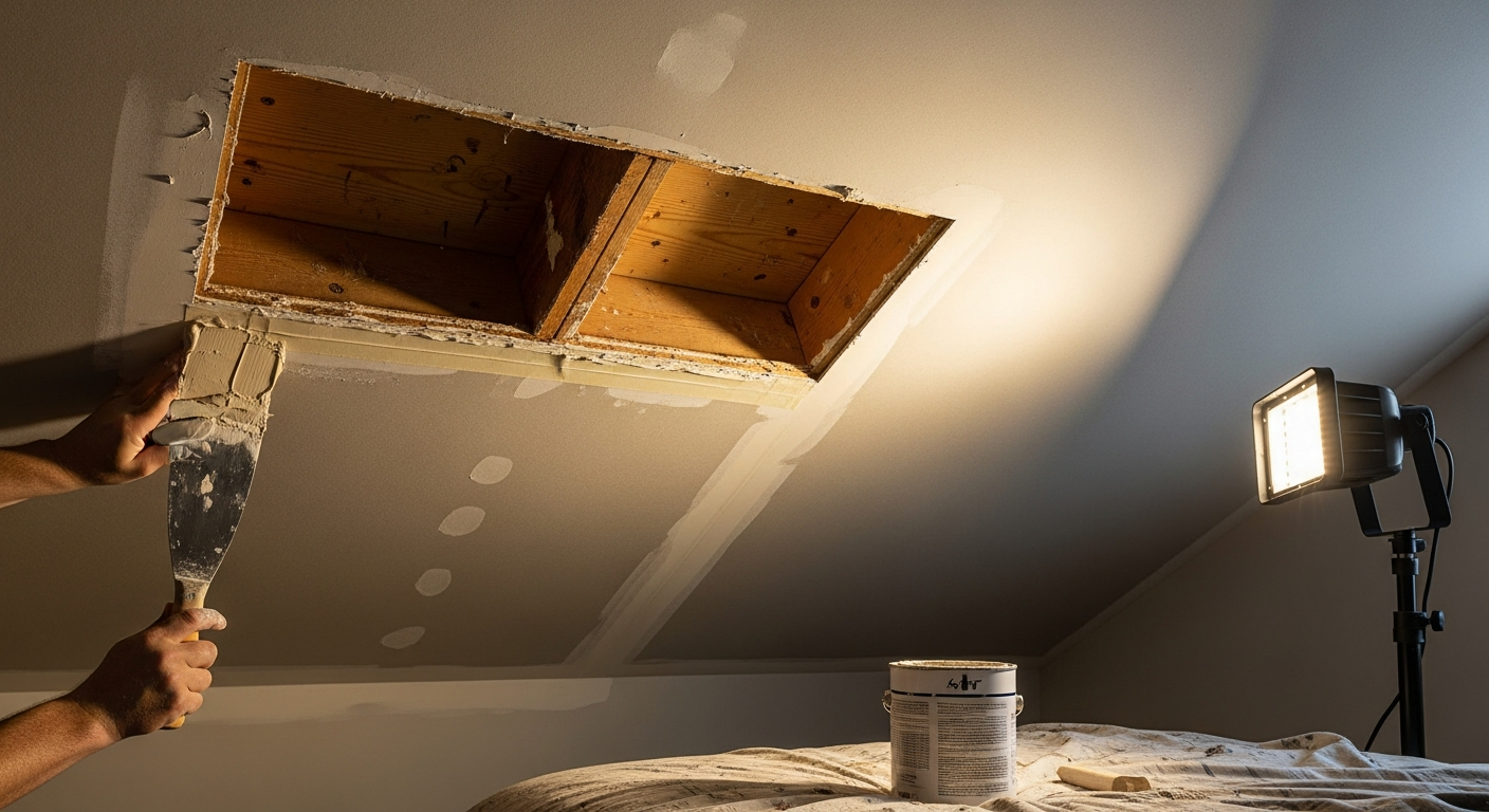 Recent Brock-area ceiling repair project — professional finish detail