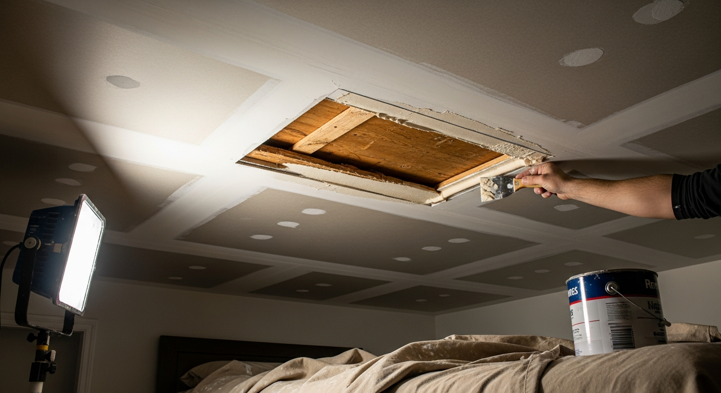 Ceiling Repair portfolio close-up from a Burlington renovation by RenoHouse
