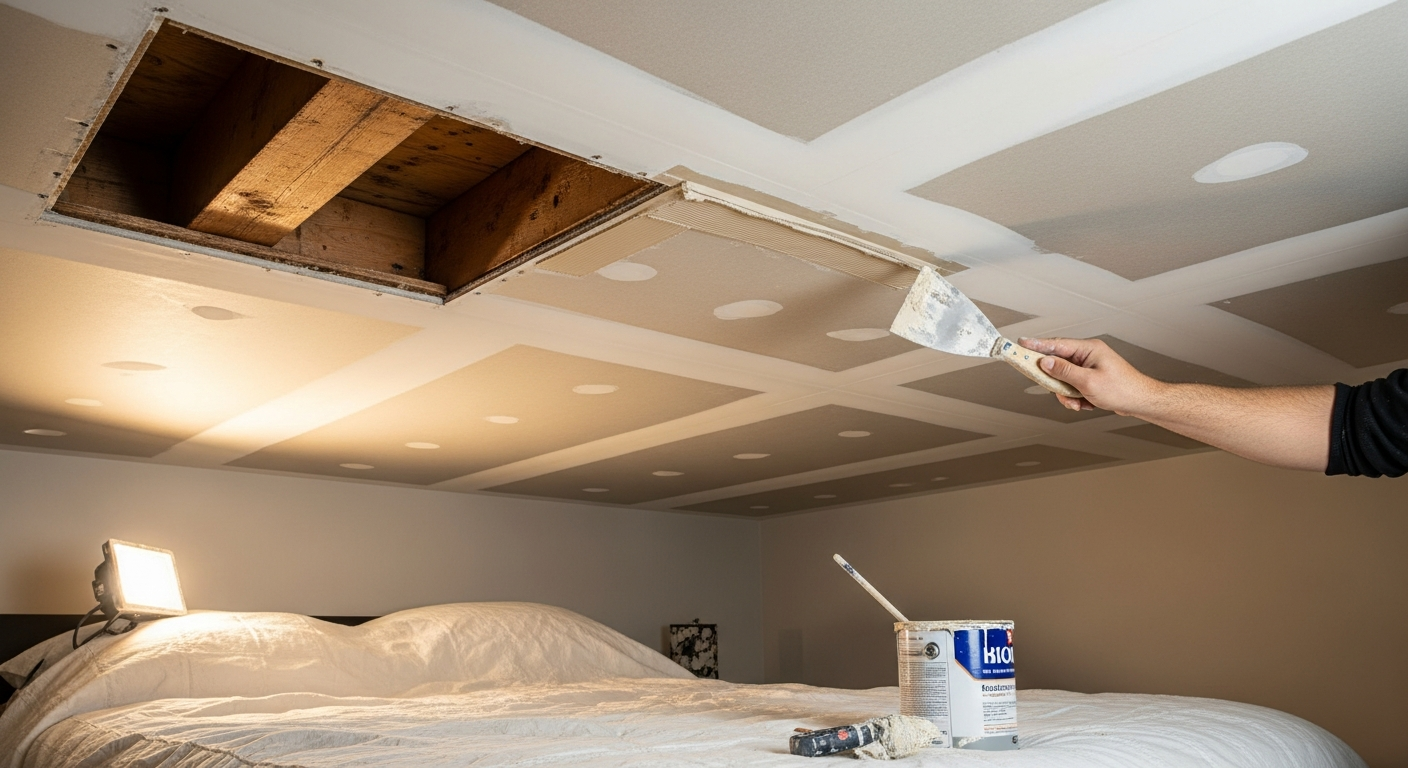 Editorial detail of a Caledon ceiling repair install — visible quality finish