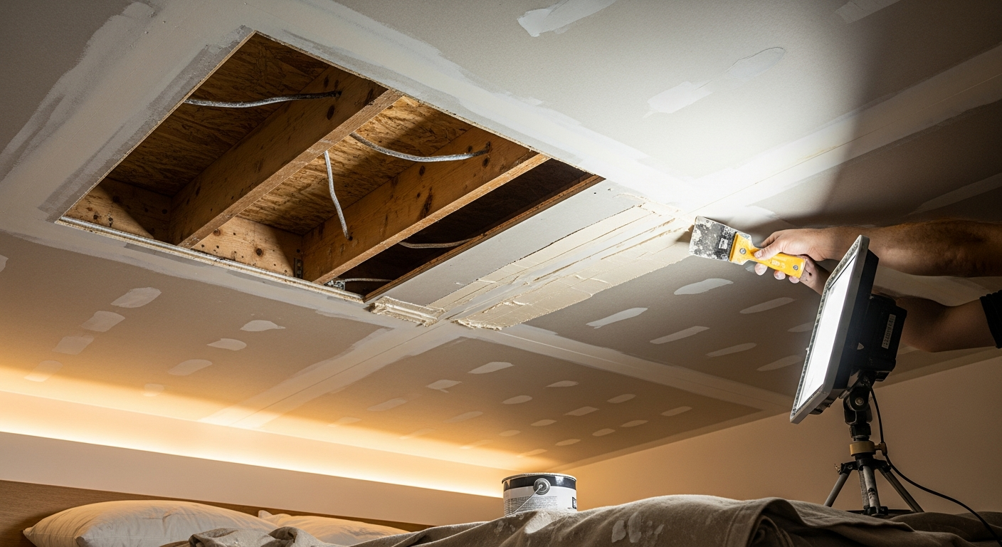 Recent Clarington-area ceiling repair project — professional finish detail